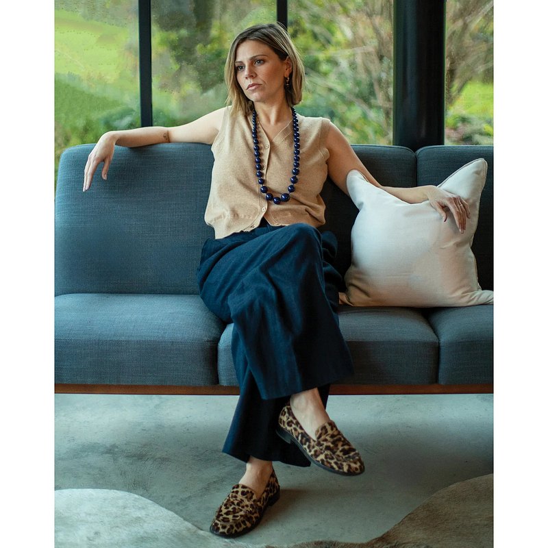 Chalk UK Rope Ball Necklace Navy on model lifestyle