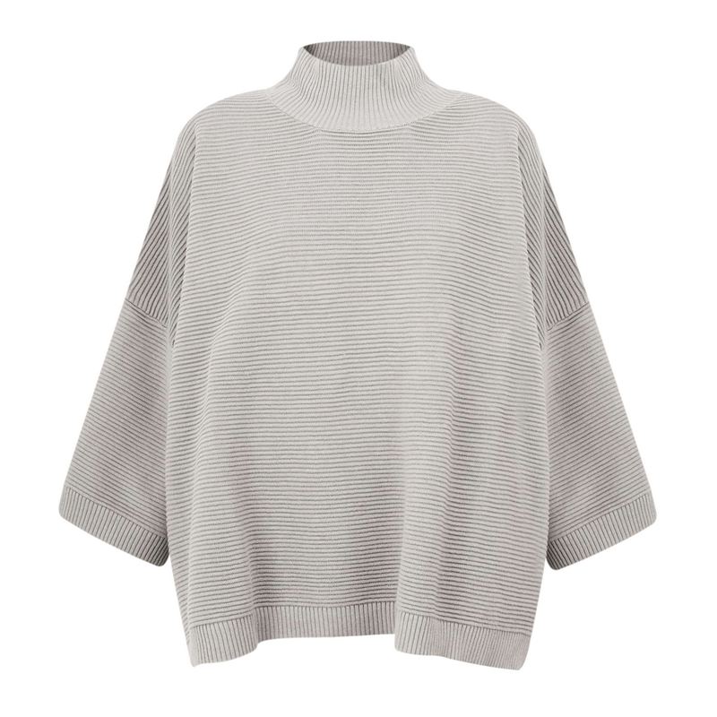 Chalk UK Vicki Ribbed Cotton Jumper in Silver 1106-0905-0 main