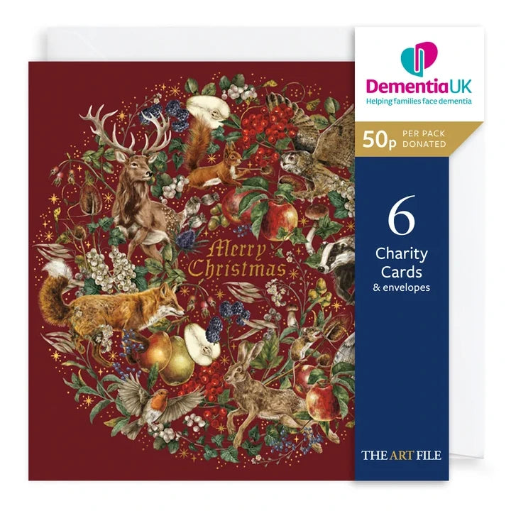 Charity Christmas Cards 6 Pack Fable Burgundy Wreath XP447 package