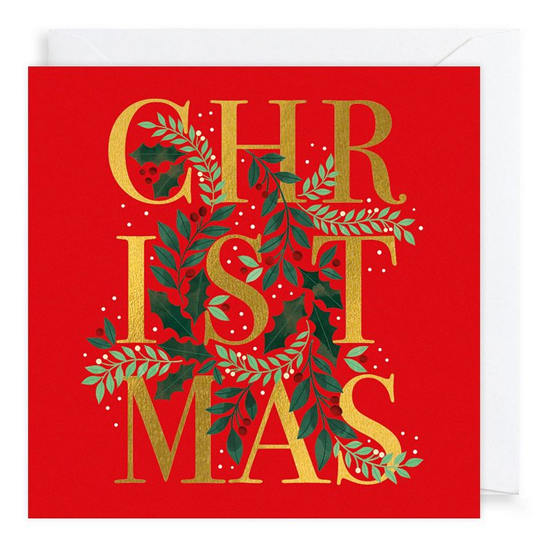 Charity Christmas Cards Pack Gold Christmas Text on Red XP425 card front