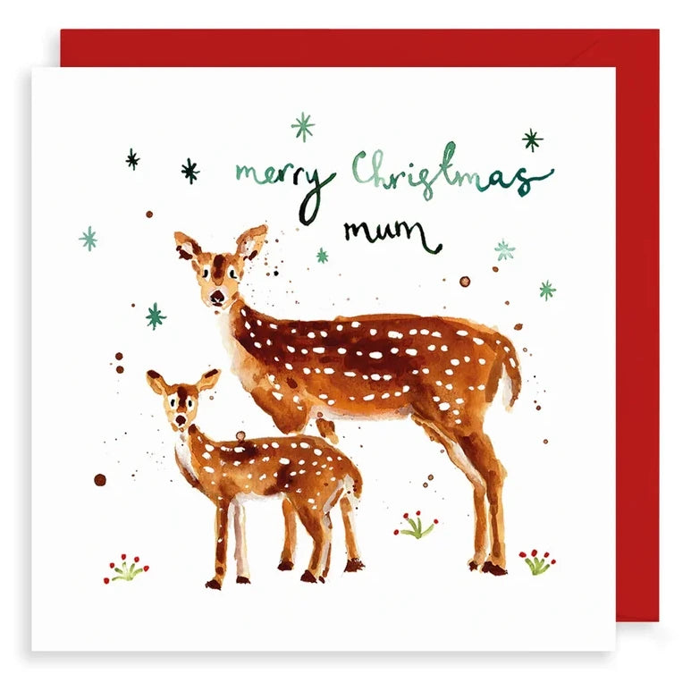 Christmas Card Deer Merry Christmas Mum LMXM80 front