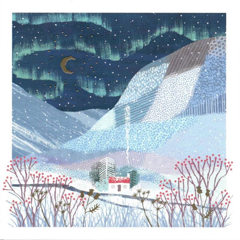 Christmas Cards 10 Pack Over The Isles Snowy Landscape WAX123 card 1