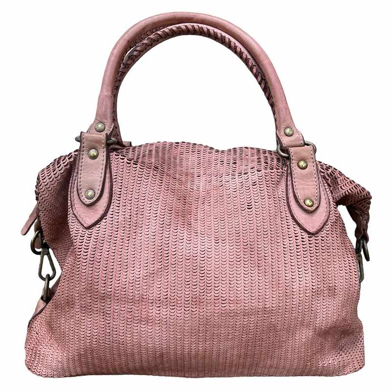 Cromarty Leather Slouch Bag Smoke Rose PL335 front