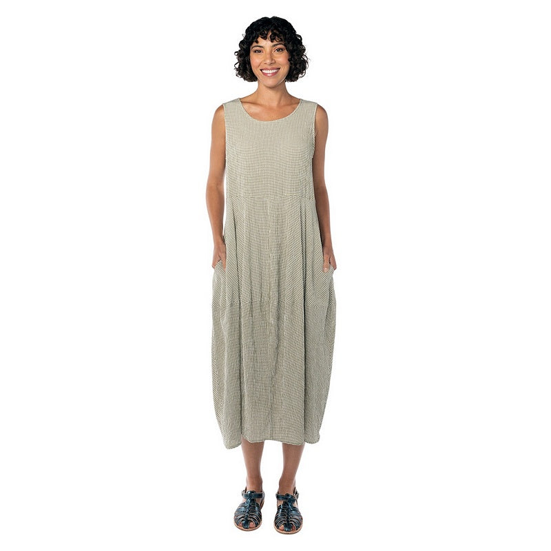 Cut Loose Clothing Seamed Bubble Dress Crinkle Check Overcast 6120317 model