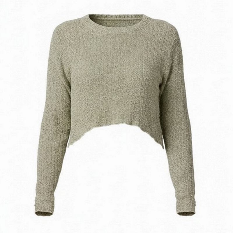 Cut Loose Clothing Curved Crop Sweater Balsam Green 6376781 front