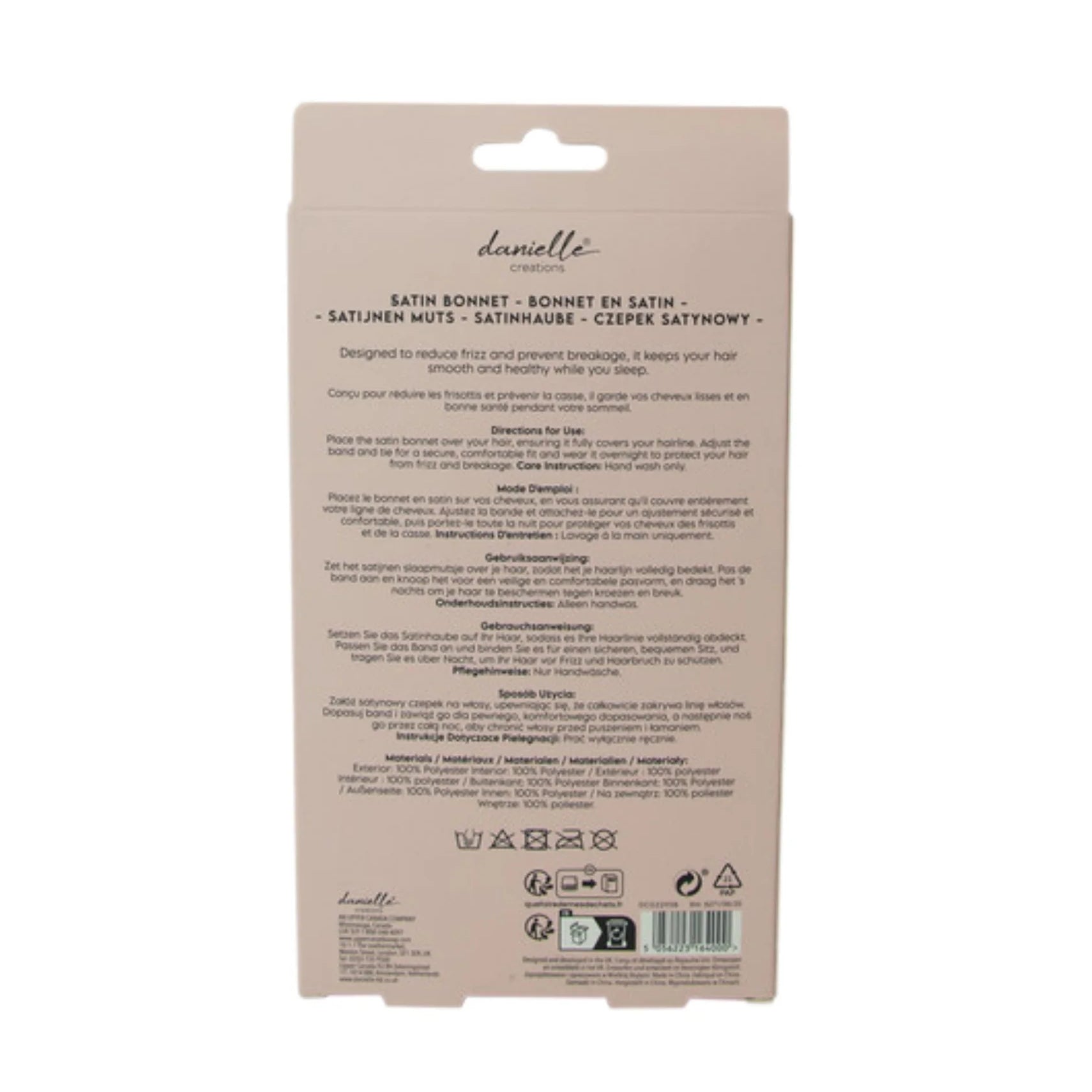 Danielle Creations Satin Bonnet DC0229SB box back