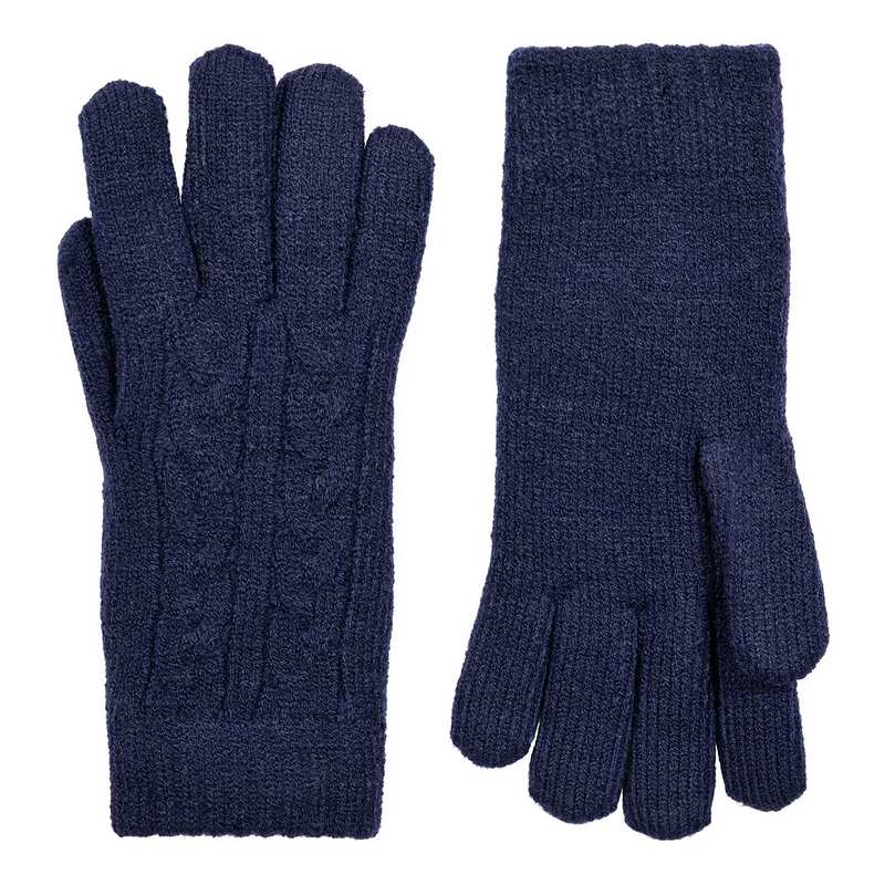 Dents Cable Knit Fleece Lining Glove Navy 6-3186 front and back