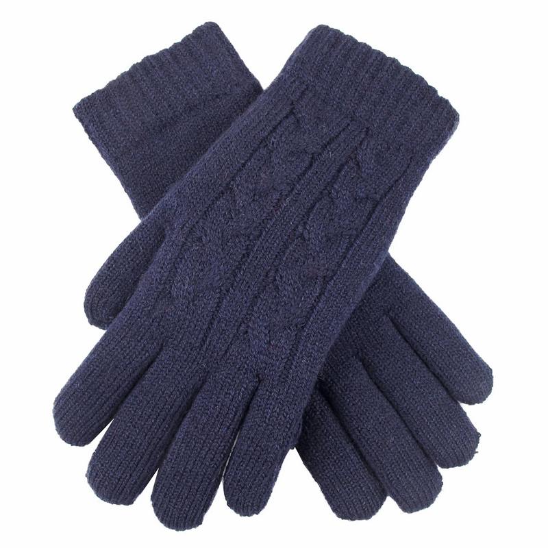 Dents Cable Knit Fleece Lining Glove Navy 6-3186 main
