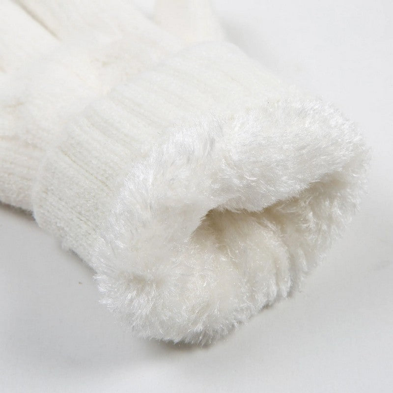 Dents Cable Knit Fleece Lining Glove Winter White 6-3186 cuff