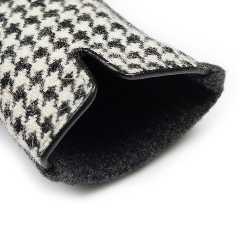 Dents Dogtooth Fabric Back Glove Black 6-4285-BLACK cuff