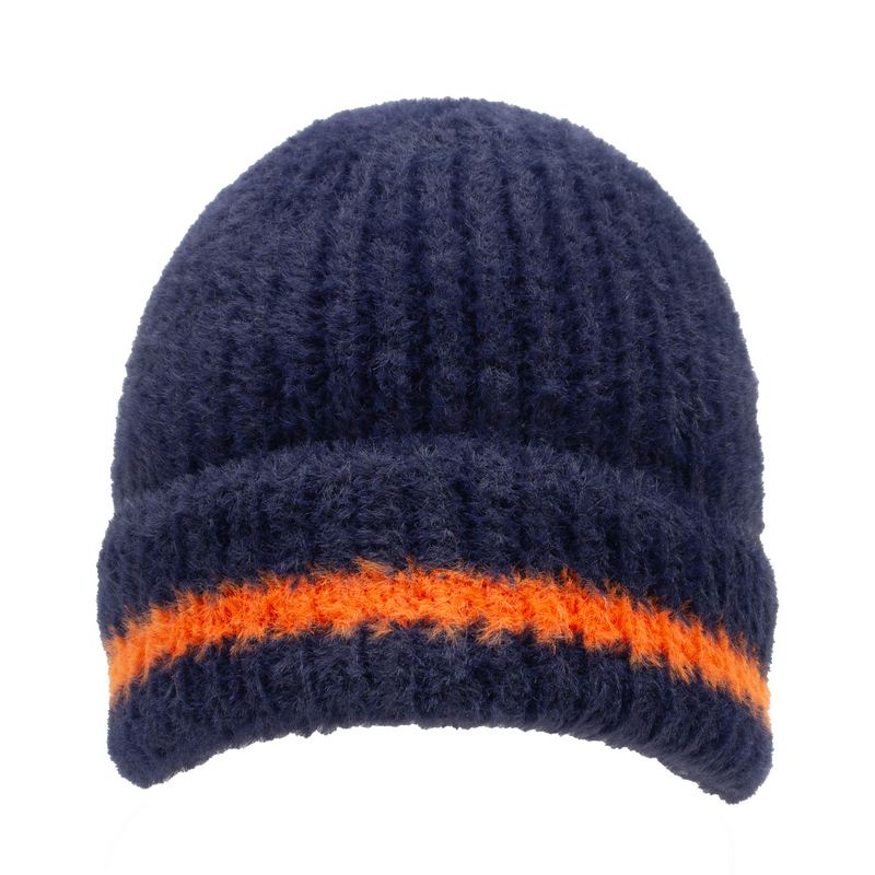 Dents Feather Yarn Knitted Hat Navy Pumpkin 3-3318 front