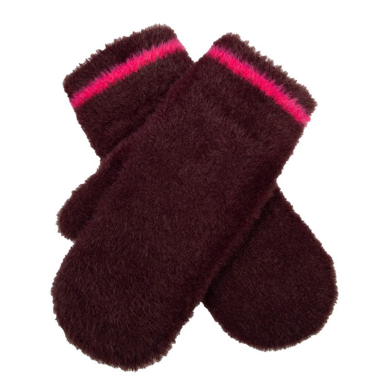 Dents Feather Yarn Knitted Mitten Damson/Orchid 6-3294-DAMSON-ORCHID main