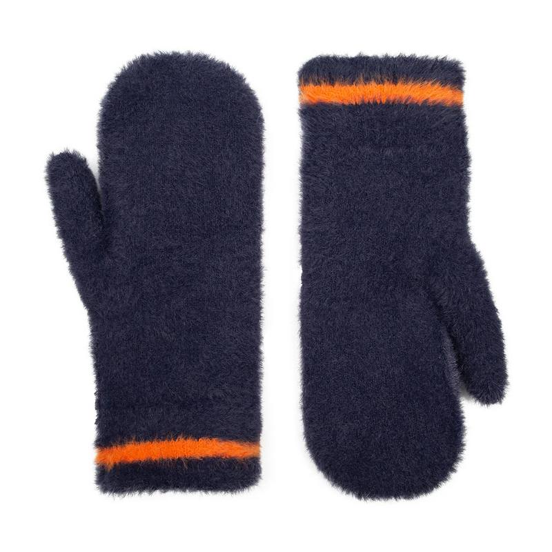 Dents Feather Yarn Knitted Mitten Navy/Pumpkin 6-3294-NAVY-PUMPKIN front back