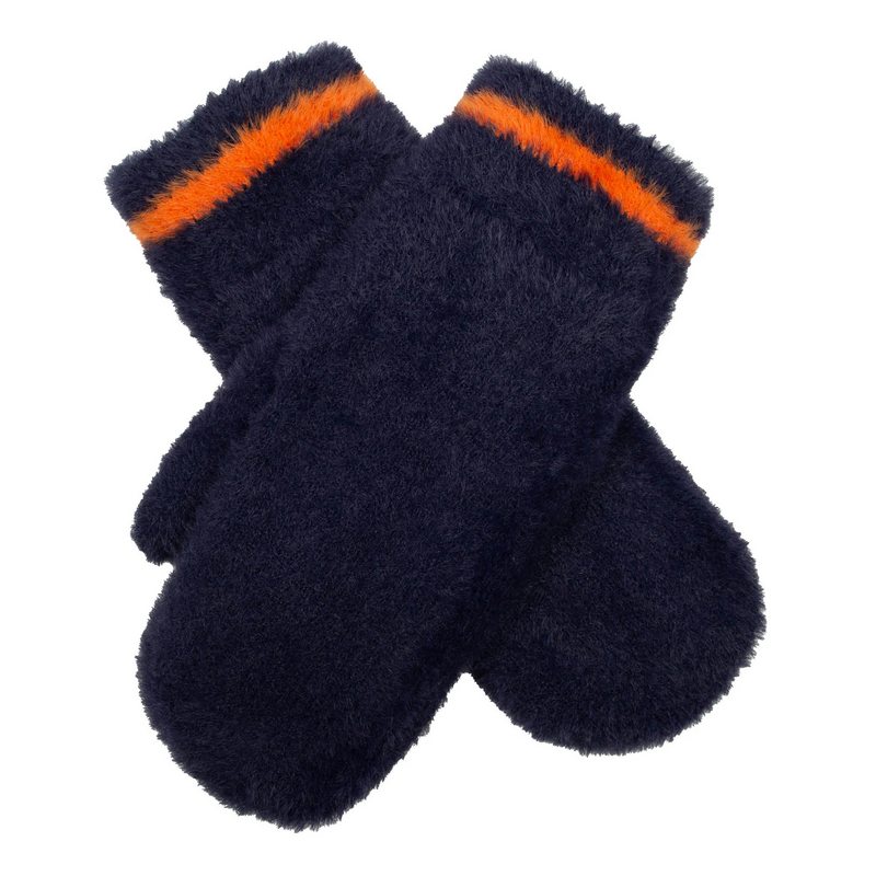 Dents Feather Yarn Knitted Mitten Navy/Pumpkin 6-3294-NAVY-PUMPKIN main