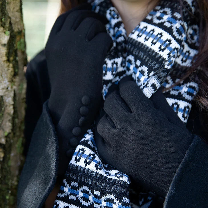 Dents Women's Touchscreen Mid-Arm Thermal Gloves 6-4265 Navy on model