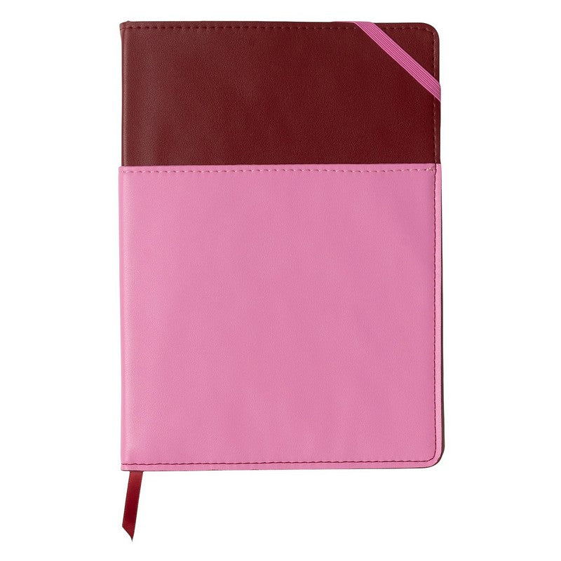 DesignWorks Vegan Leather Pocket Journal Burgundy & Pink front