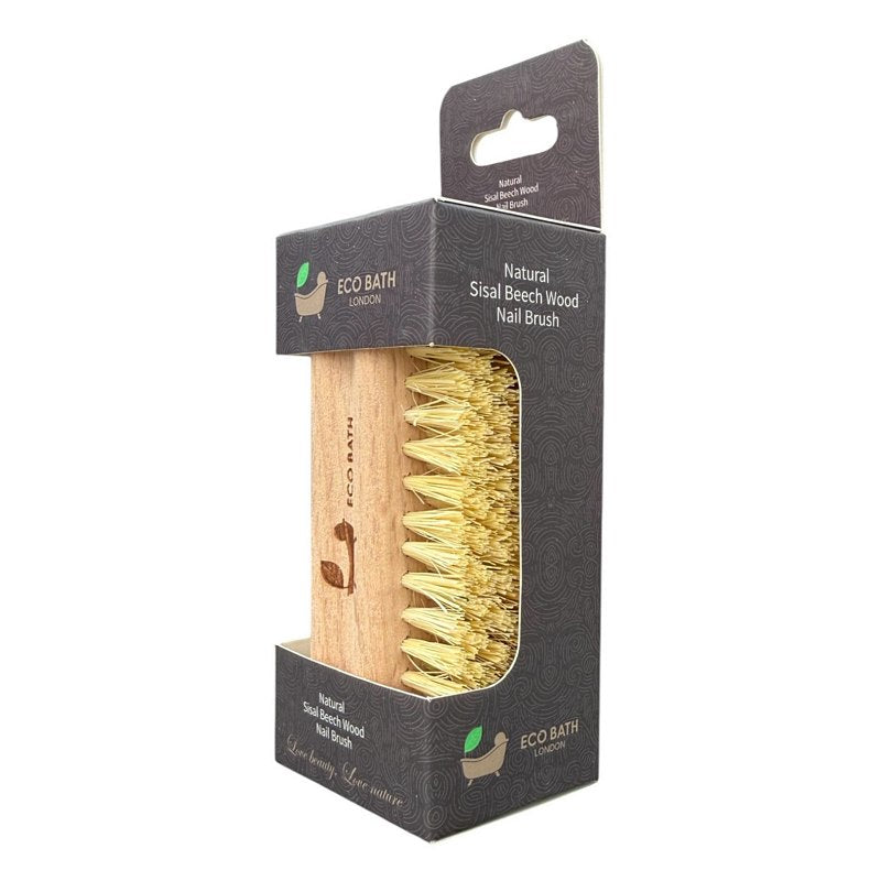 Eco Bath London Natural Sisal Nail Brush in packaging side