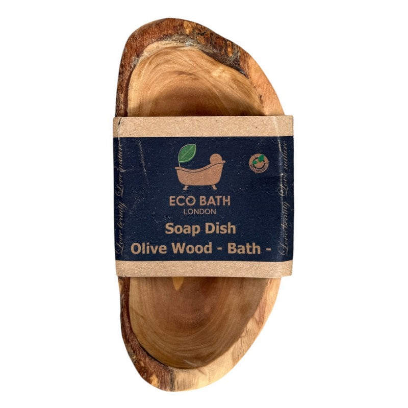 Eco Bath London Olive Wood Soap Dish Bath in packaging