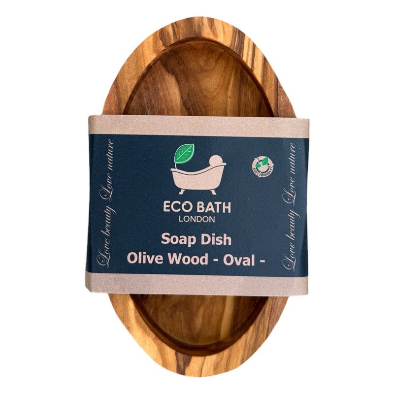 Eco Bath London Olive Wood Soap Dish Oval in packaging