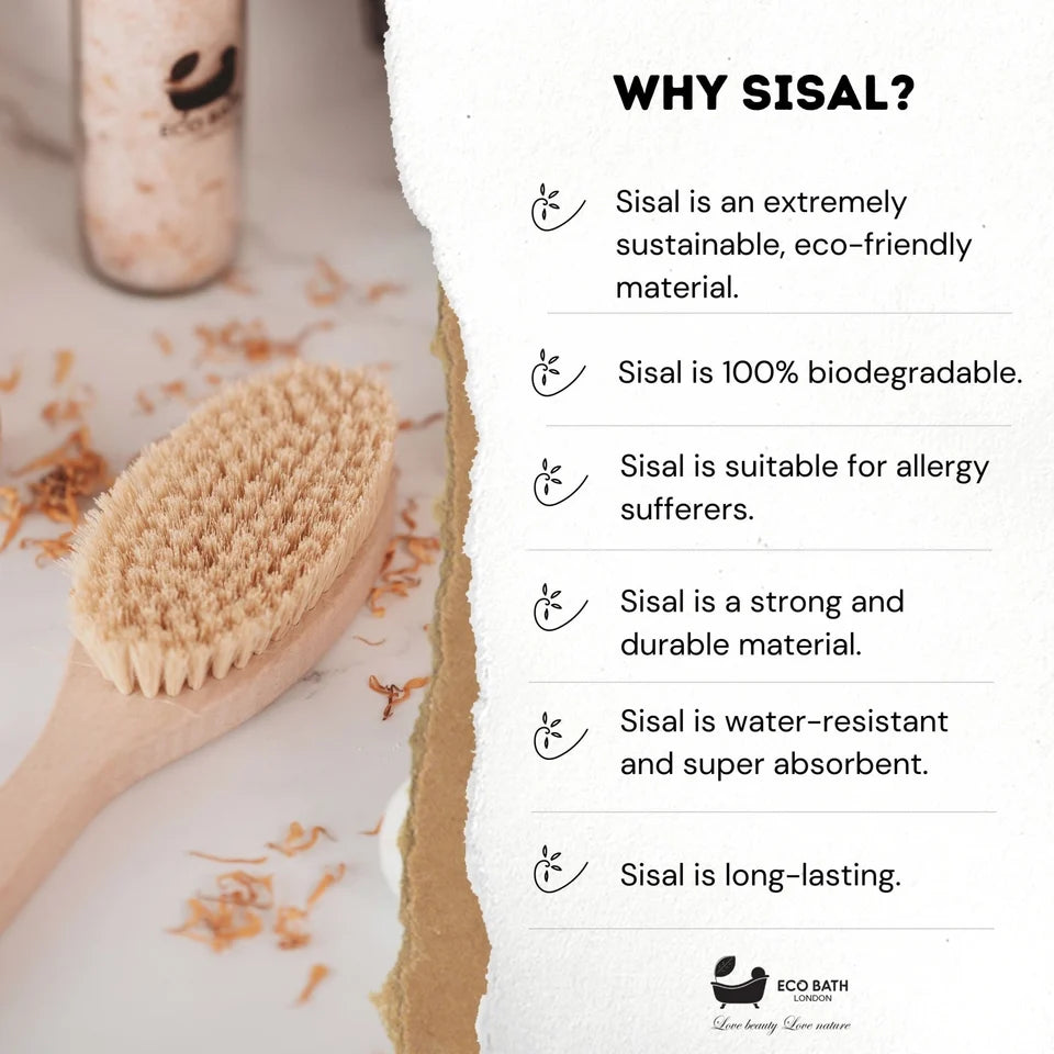 Eco Bath Natural Sisal Body Brush ECOB007 details - why Sisal