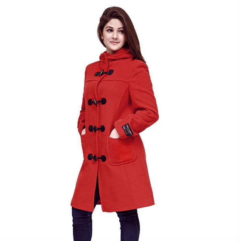Eliz Scott Cashmere/Wool Duffle Coat Red 2640 on model