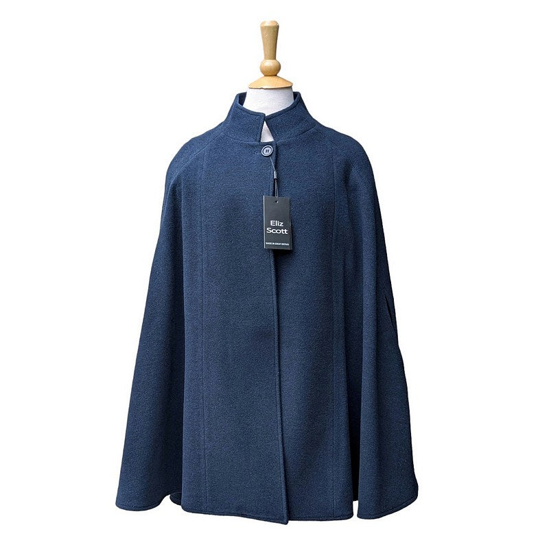 Eliz Scott Vickie Cashmere/Wool Cape Navy One Size front
