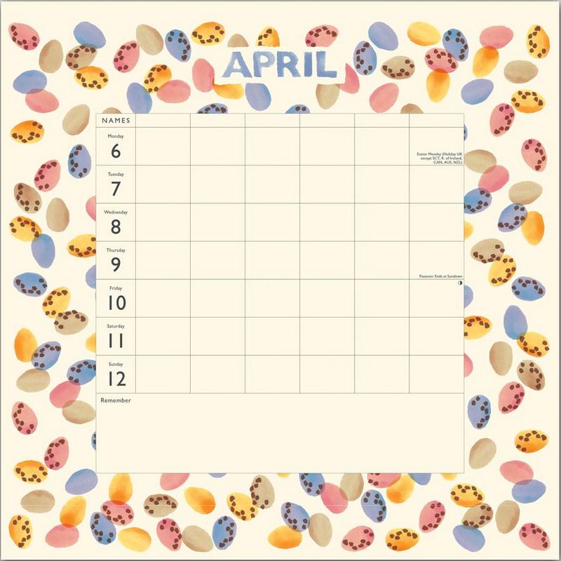Emma Bridgewater Family Organiser 2026 Calendar inside
