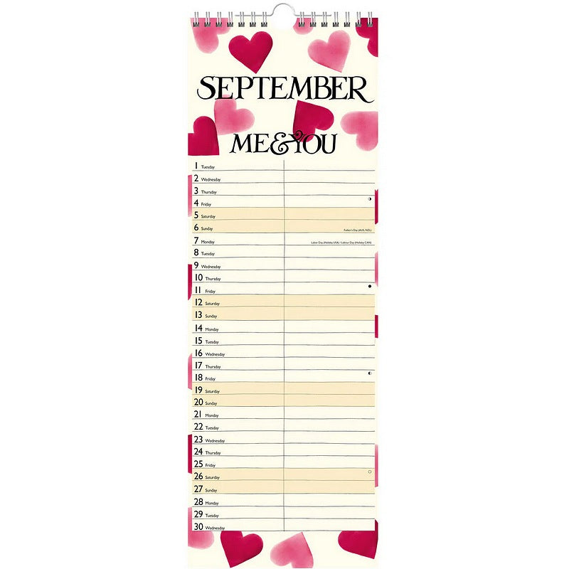Emma Bridgewater Me & You Pink Hearts 2026 Planner Calendar inside