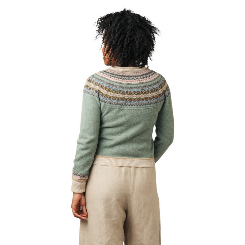 Eribe Knitwear Alpine Short Cardigan Sage on model rear