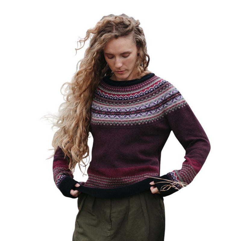 Eribe Knitwear Alpine Sweater Tyrian on model front