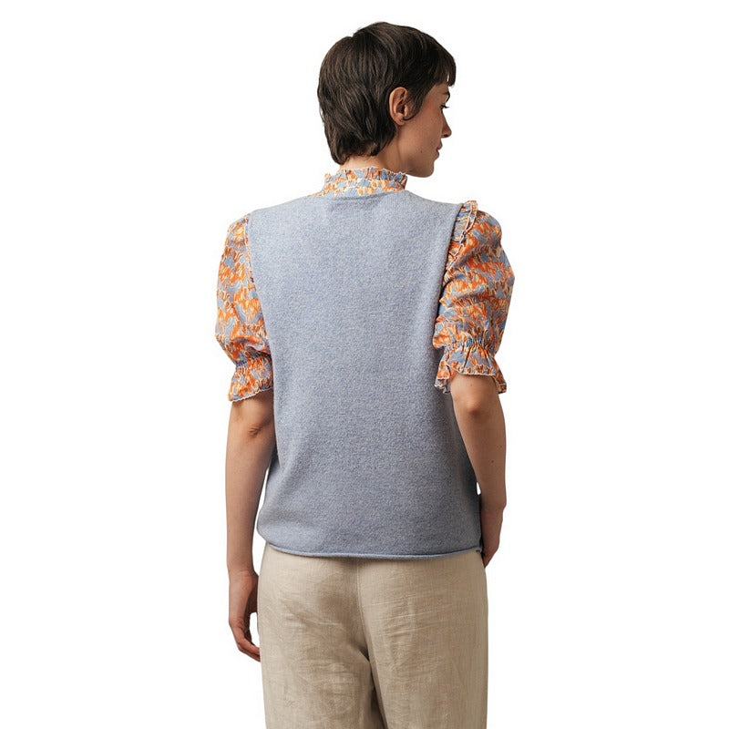 Eribe Knitwear Corry V-Neck Tank Top Vest Pale Lavender V4232PALF23 on model rear