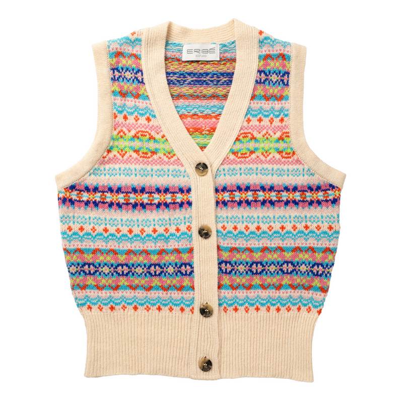 Eribe Knitwear Kinross Waistcoat Mural front