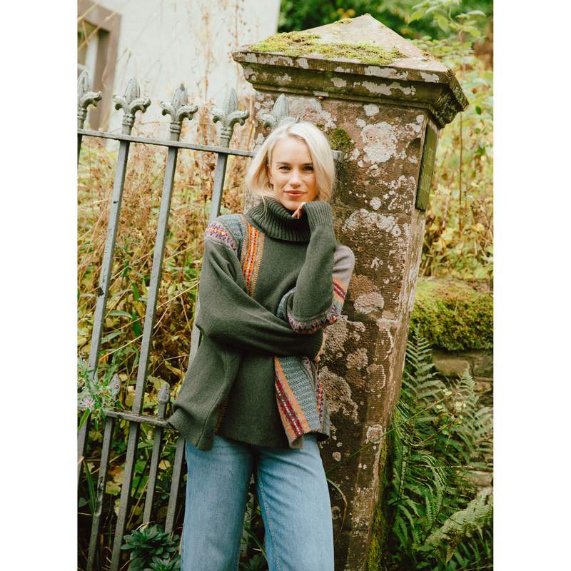 Eribe Knitwear Montrose Cowl Sweater Bracken on model lifestyle