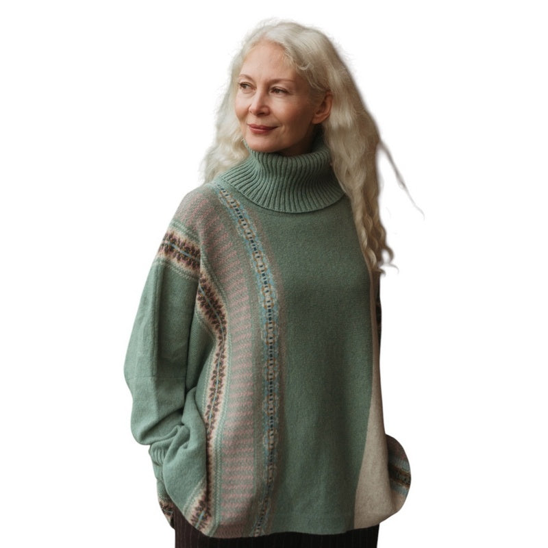 Eribe Knitwear Montrose Cowl Sweater Sage on model front