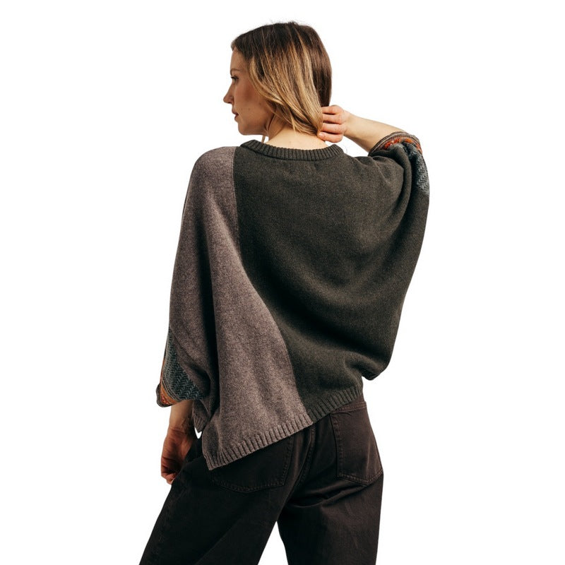 Eribe Knitwear Montrose Merino Wool Fairisle Panel Top Short Bracken on model rear