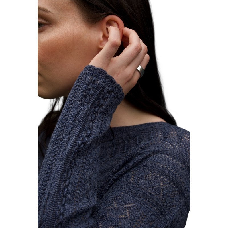 Eribe Knitwear Vaila Lace Sweater Denim Blue on model detail