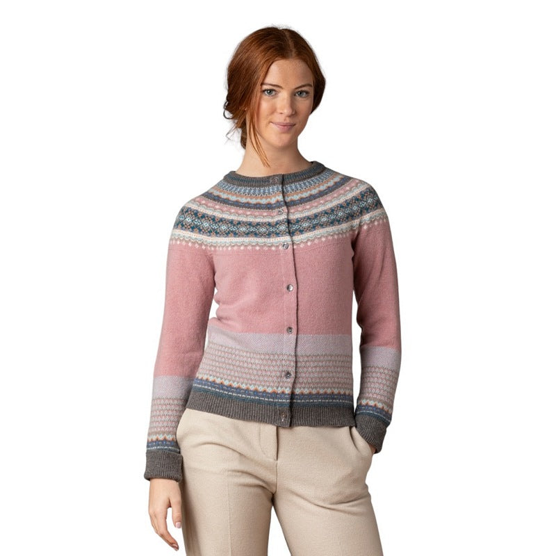 Eribe Knitwear Alpine Cardigan C3735 Vintage Pink on model front