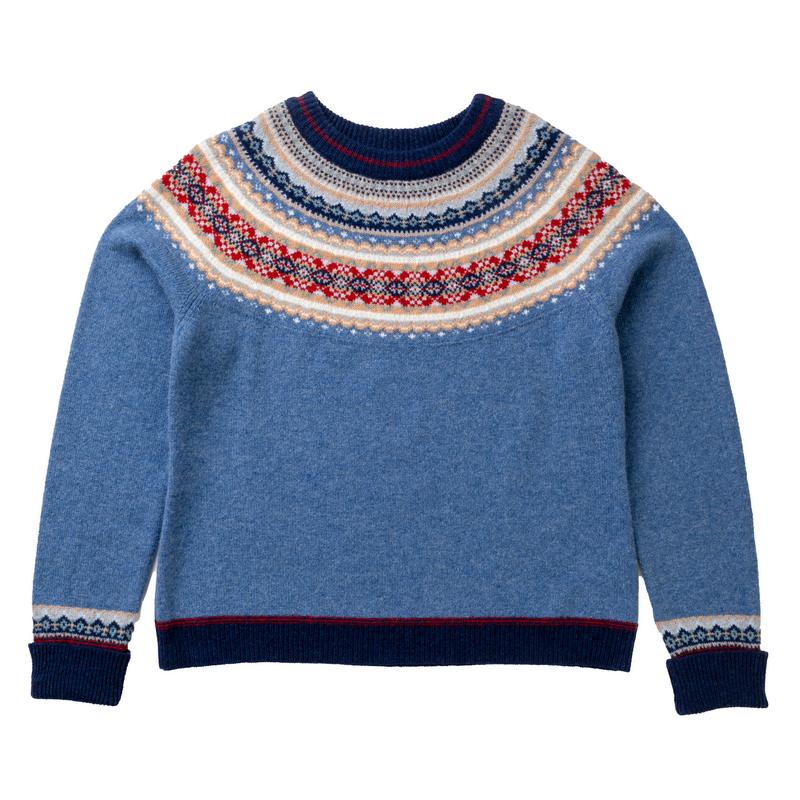 Eribe Knitwear Alpine Short Sweater Blue Morning front