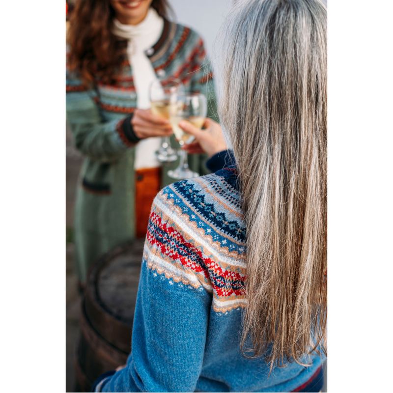 Eribe Knitwear Alpine Short Sweater Blue Morning on model lifestyle