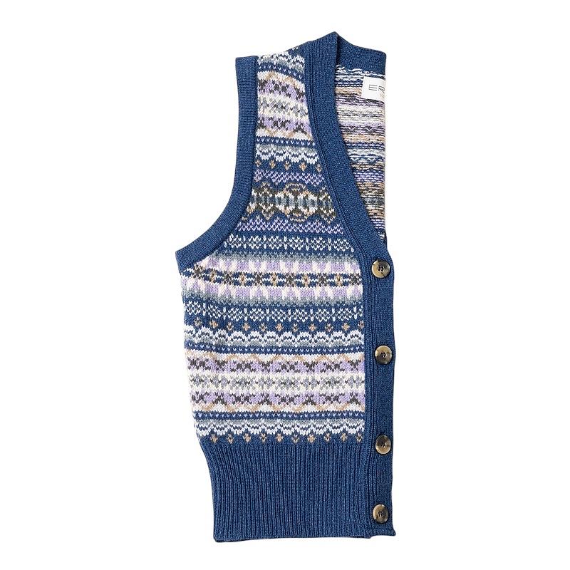 Eribe Knitwear Kinross Waistcoat Sapphire folded