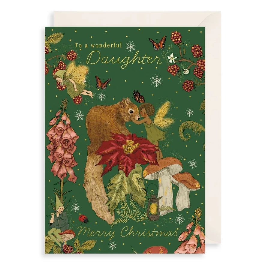 Fairy & Squirrel Christmas Card - To A Wonderful Daughter AFRX283 front