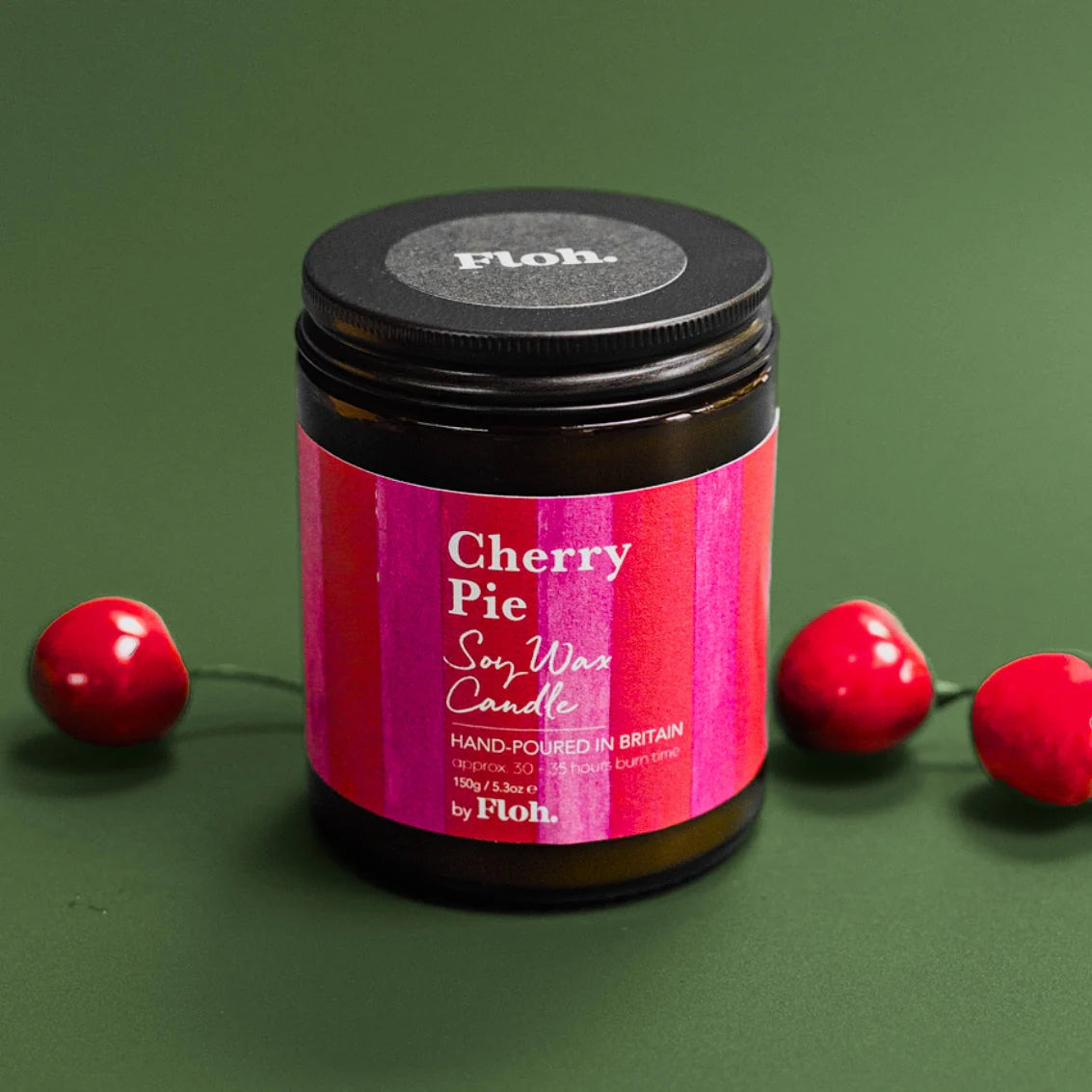 Floh Cherry Pie Apothecary Candle in Glass Jar AC88FH closed