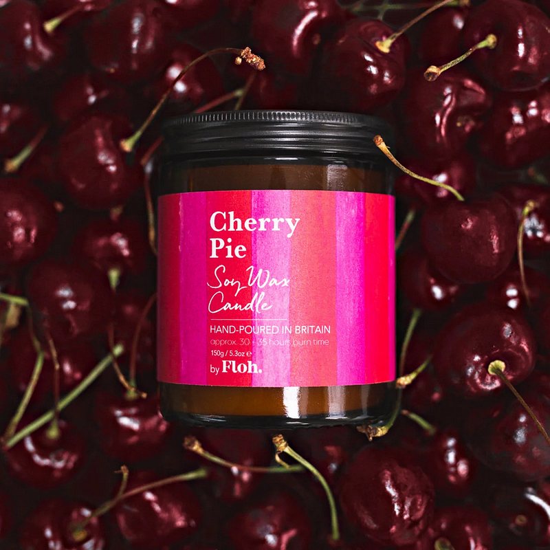 Floh Cherry Pie Apothecary Candle in Glass Jar AC88FH on cherries