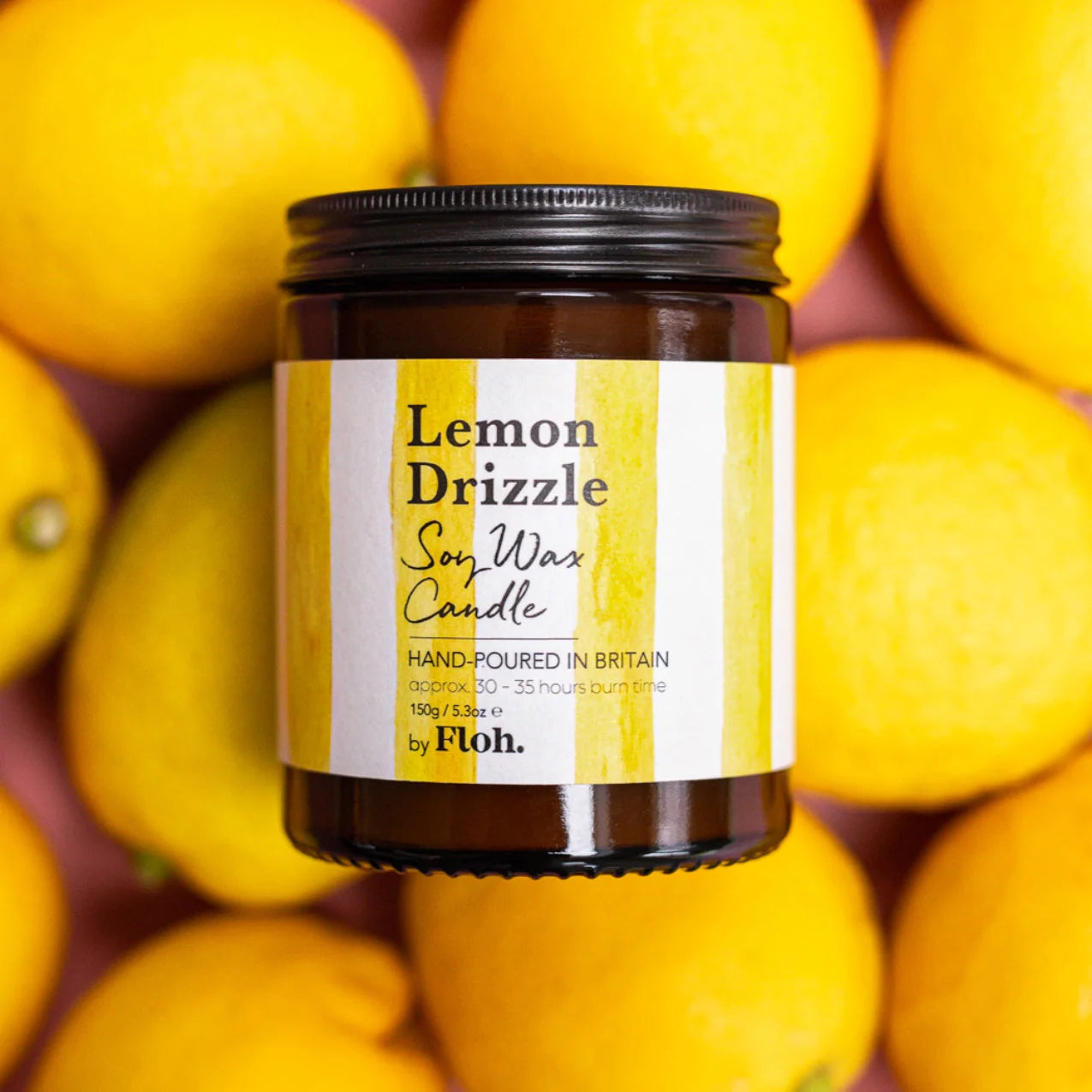 Floh Lemon Drizzle Apothecary Candle in Glass Jar AC89FH on lemons