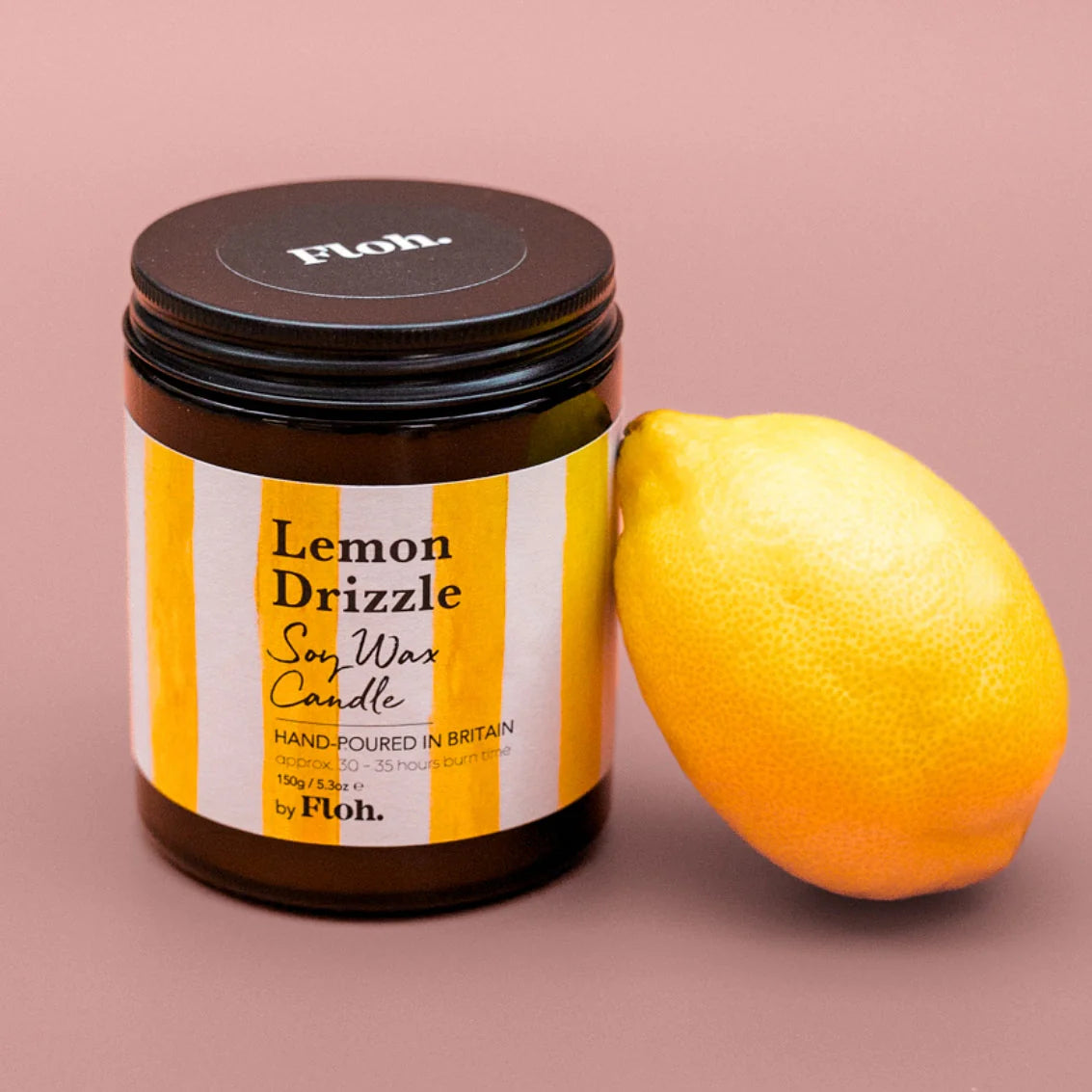 Floh Lemon Drizzle Apothecary Candle in Glass Jar AC89FH with lemon