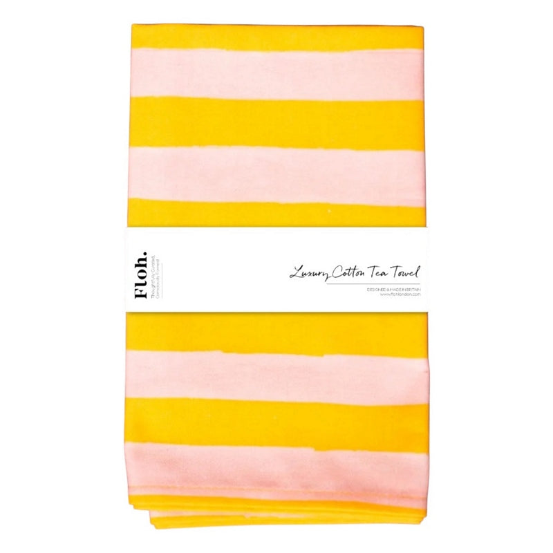 Floh Mango and Peach Striped Tea Towel LTT87FH folded