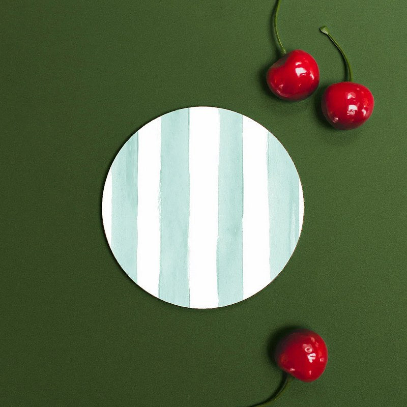 Mint Striped Round Coaster