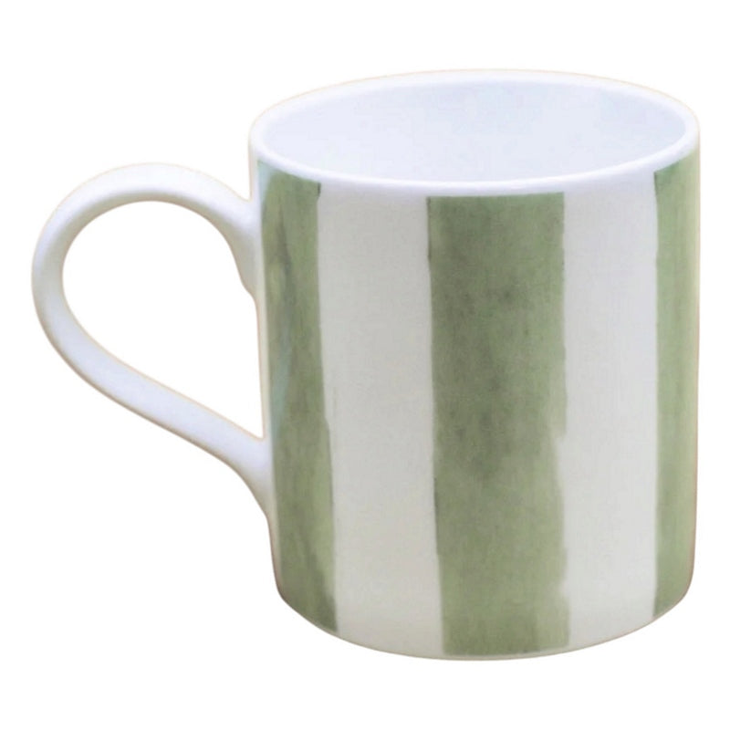 Floh Olive Green Striped Bone China Mug FM52FH rear