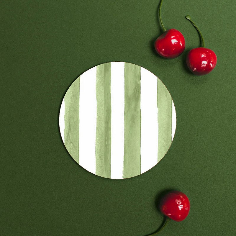 Floh Olive Striped Round Coaster RC02FH lifestyle