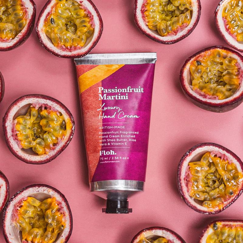 Floh Passionfruit Martini Luxury Hand Cream HC91FH tube with fruit slices